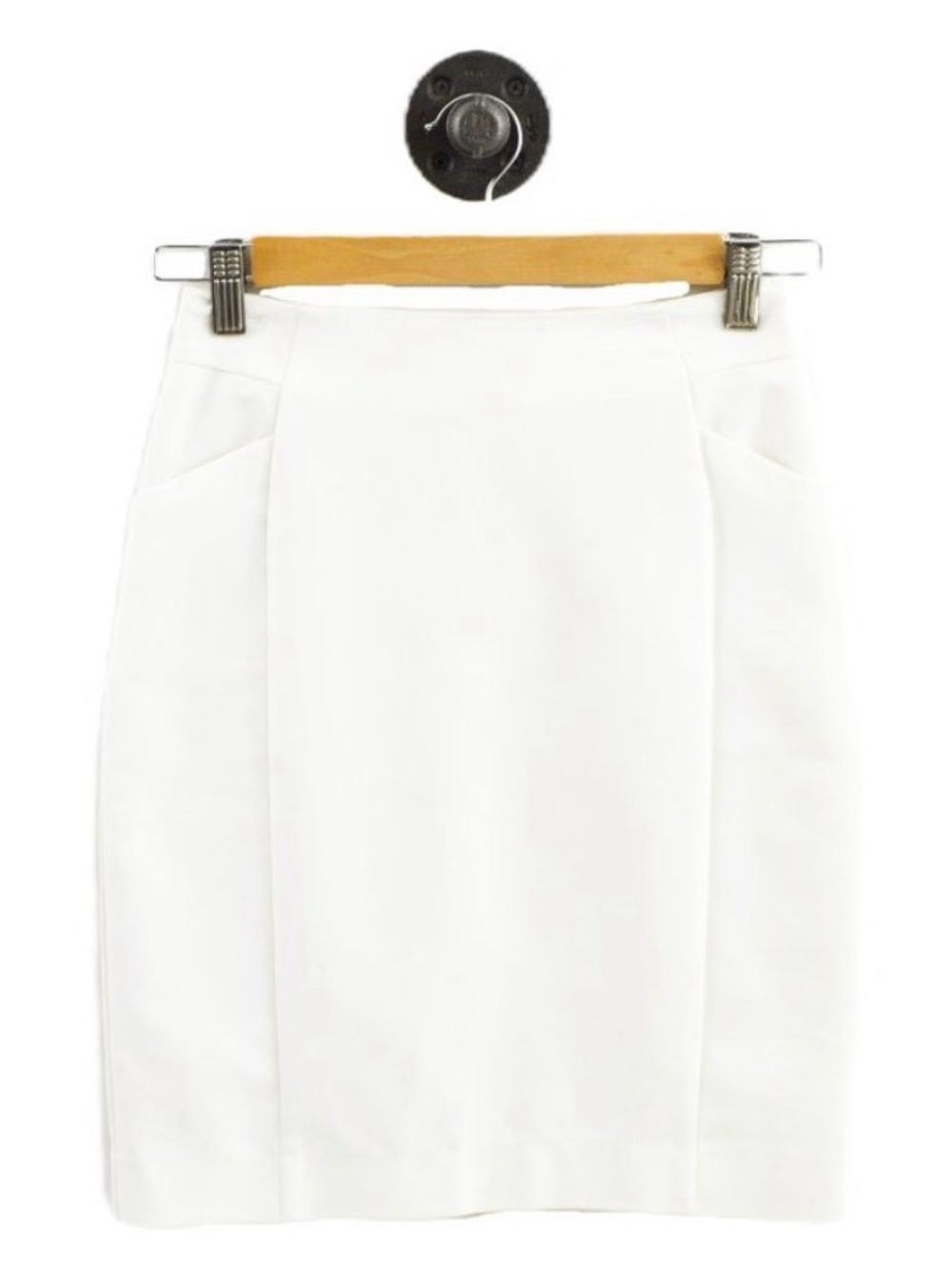 H&M White Cotton-Blend Pencil Skirt